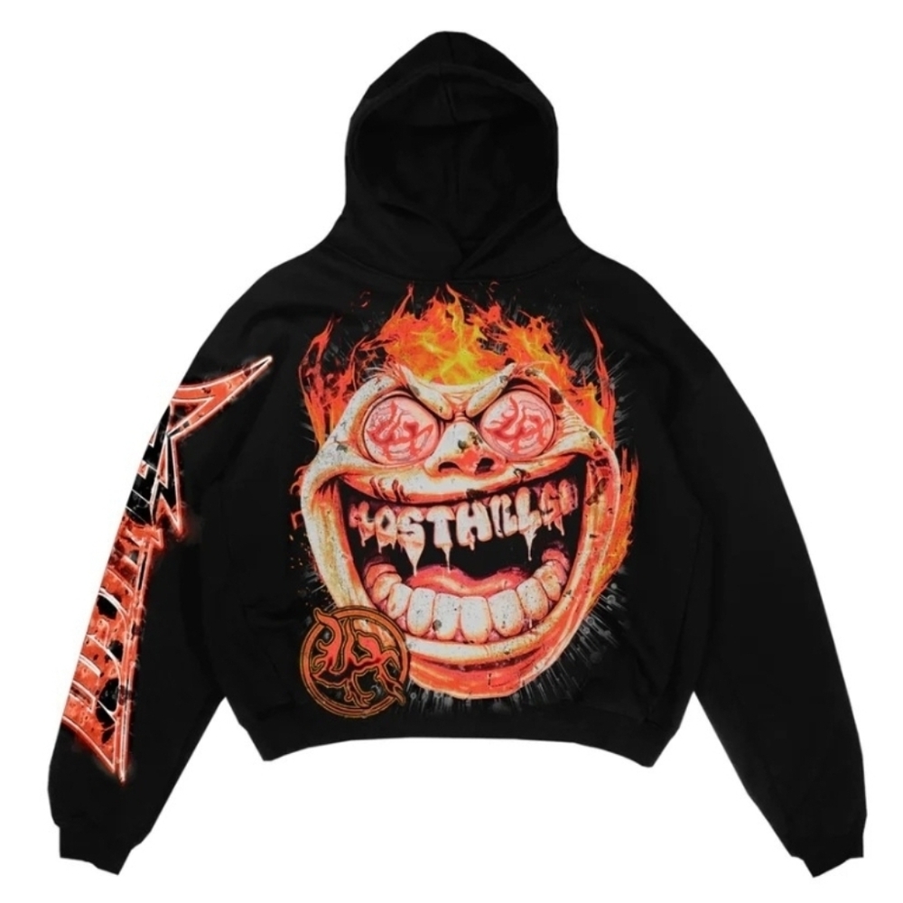 Lost Hills Hoodie - Smiling Burn - Black And Red - LH4007 Size XL